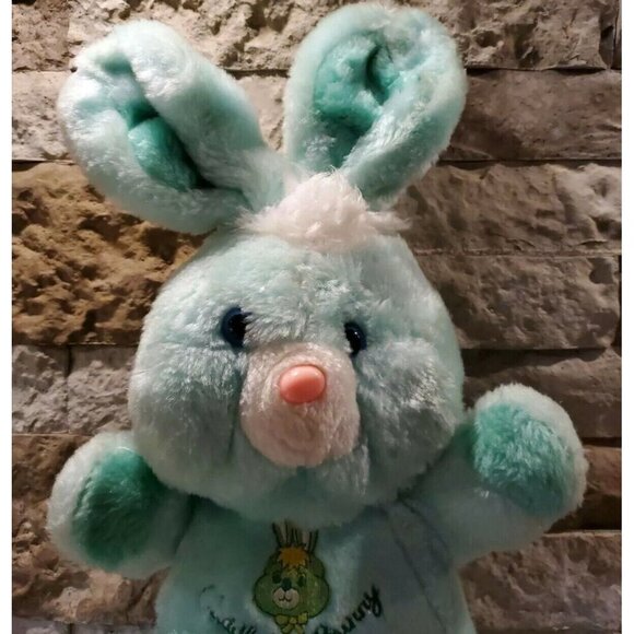 Vintage 1984 Animal Toys Cuddle Up Bunny Rabbit Friend Green 18" Plush Stuffed - Picture 2 of 8